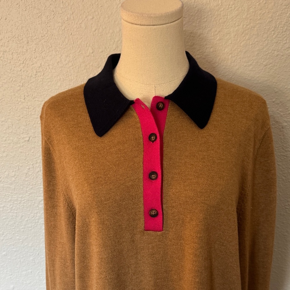 Boden Estelle Tan Henley Sweater size Large - Picture 5 of 13